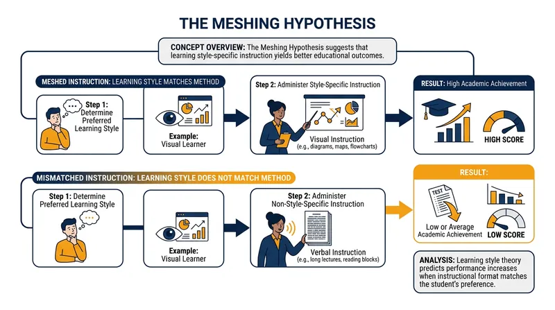 The meshing hypothesis assumes that learning is optimized when instruction matches a student's sensory preference.