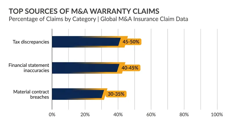 Tax and financial statement inaccuracies drive the highest severity W&I claims.