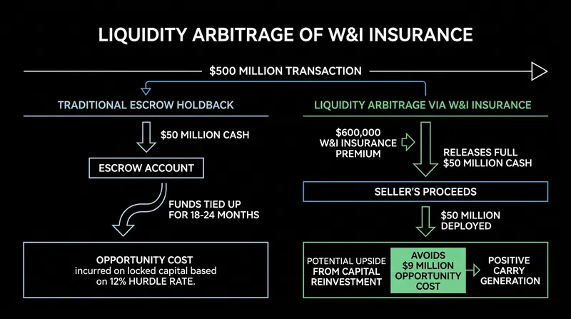 The mathematical advantage of paying an upfront premium to release escrow capital.