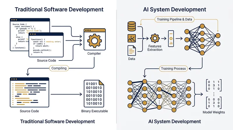 In artificial intelligence, the training pipeline serves as the source code, while the weights function as the compiled binary.