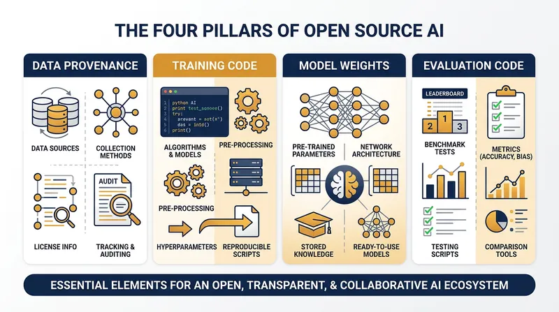 The Open Source Initiative requires access to the data, code, and weights to grant a model open-source status.