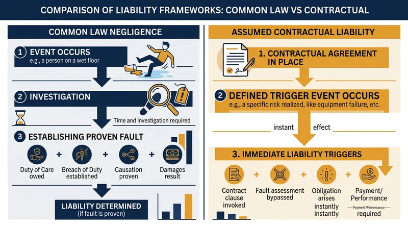 The structural gap between common-law negligence and assumed contractual liability.