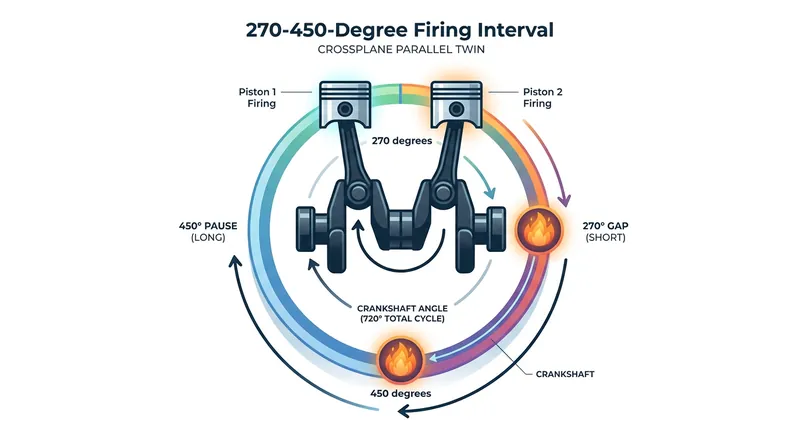 The uneven 270-450-degree firing interval perfectly mimics the power delivery of a 90-degree V-twin.