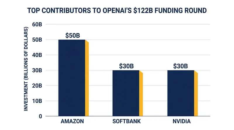 Amazon, SoftBank, and Nvidia anchored OpenAI's $122 billion fundraising round.