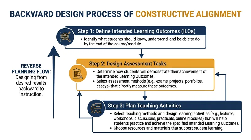 Constructively aligned courses are designed backwards, starting with the final observable action the student must perform.