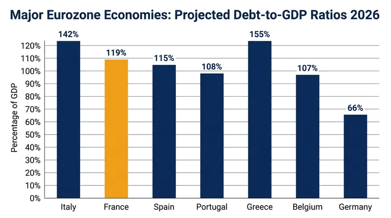 France's national debt is projected to reach an all-time high of 119% of gross domestic product this year.