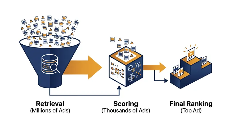 Modern ad systems use deep neural networks to filter tens of millions of candidates down to a single winner.