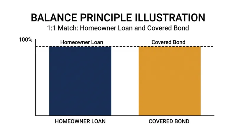 The balance principle ensures every mortgage is matched exactly by a specific covered bond.