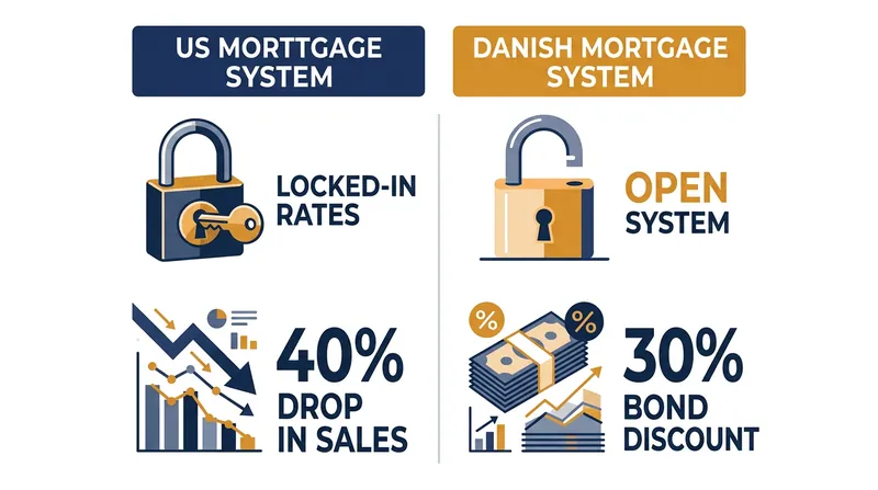 How rising interest rates impact housing mobility in the US versus Denmark.