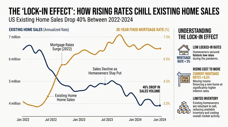 Rising rates in the US trapped homeowners in their current properties, freezing inventory.