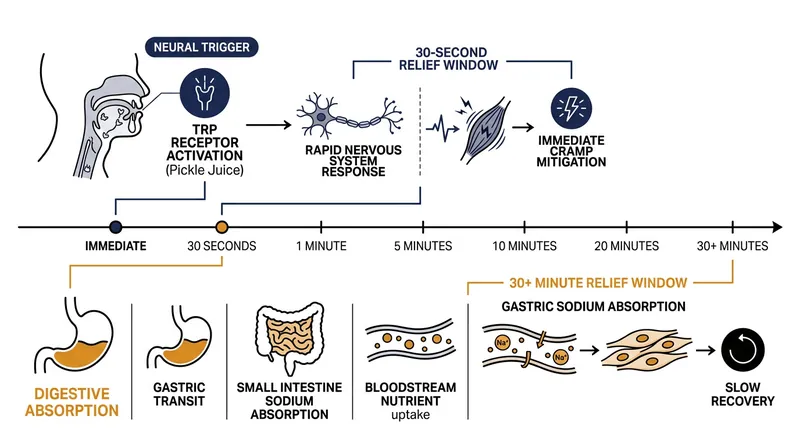 Pickle juice relieves cramps neurologically through TRP receptors, not nutritionally.