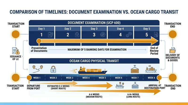 The UCP 600 framework forces banks to execute payments within five days, long before buyers can physically inspect the arriving cargo.