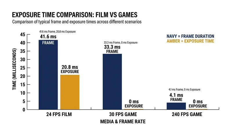 Even at higher frame rates, raw video game renders lack the exposure duration that bridges the visual gap between moments.