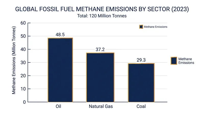 Fossil fuel methane emissions reached near-record highs in 2023.
