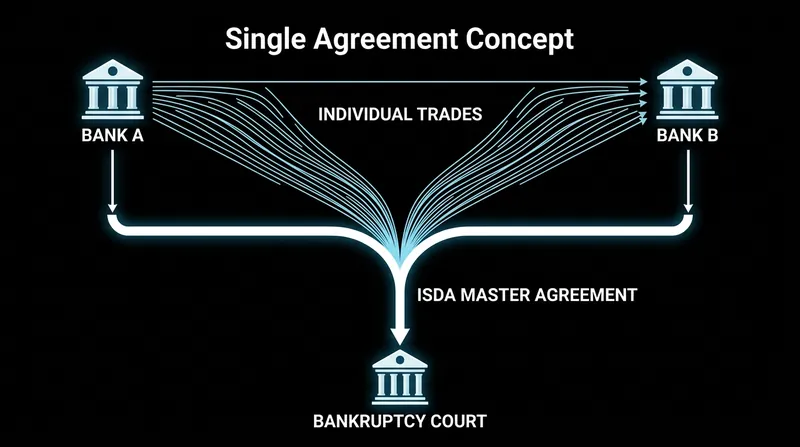 The single agreement concept prevents a bankruptcy administrator from severing profitable trades from unprofitable ones.
