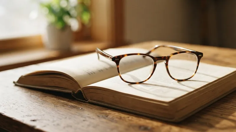 Illustration: Reading glasses artificially shift the focal point forward, compensating for the physical stiffness of the natural lens.