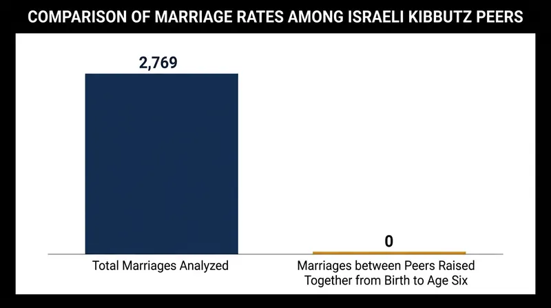 Joseph Shepher's 1971 analysis found zero marriages between adults who shared a kibbutz peer group during their first six years.