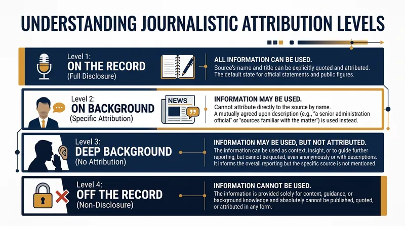 The four standard levels of journalistic attribution.