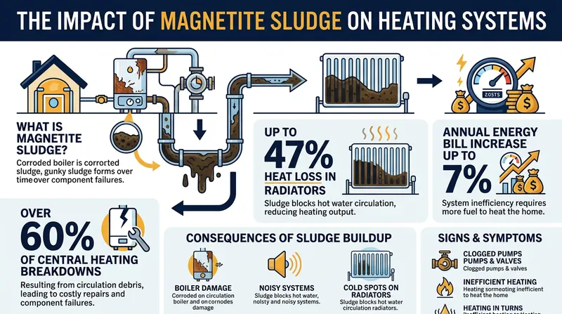 The compounding efficiency and maintenance costs of untreated magnetite sludge.