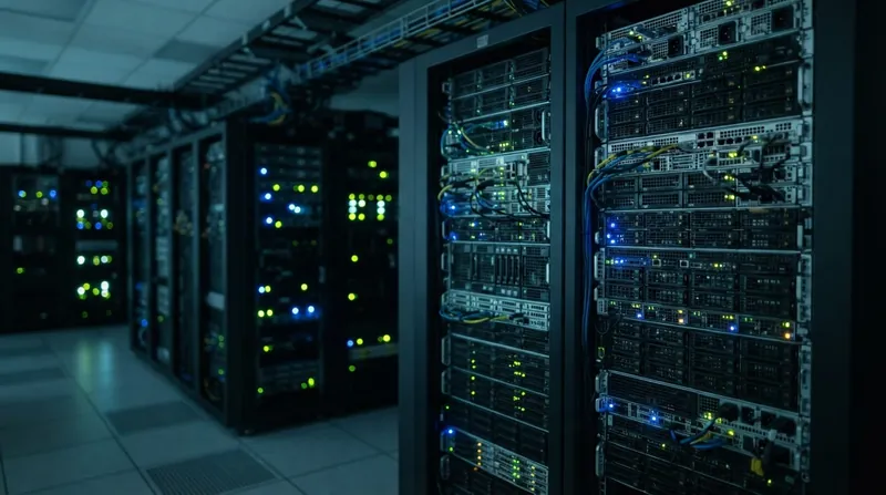 A glowing digital tree structure representing cryptographic hashes connecting data nodes in a server environment.