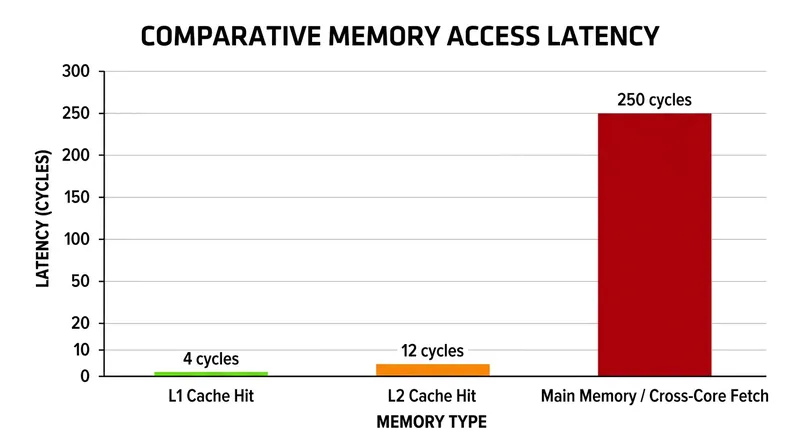 Waiting for a cache line to cross the system bus takes hundreds of clock cycles, stalling the processor.