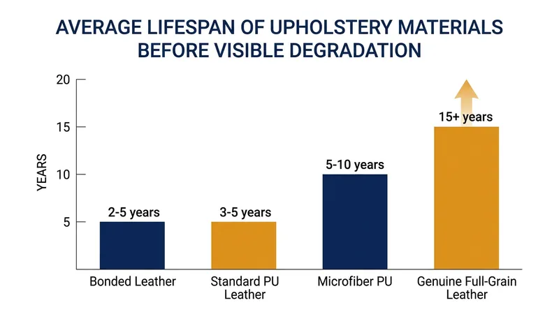 Due to its chemical vulnerability, ester-based bonded leather typically exhibits visible peeling flaws within two to five years.