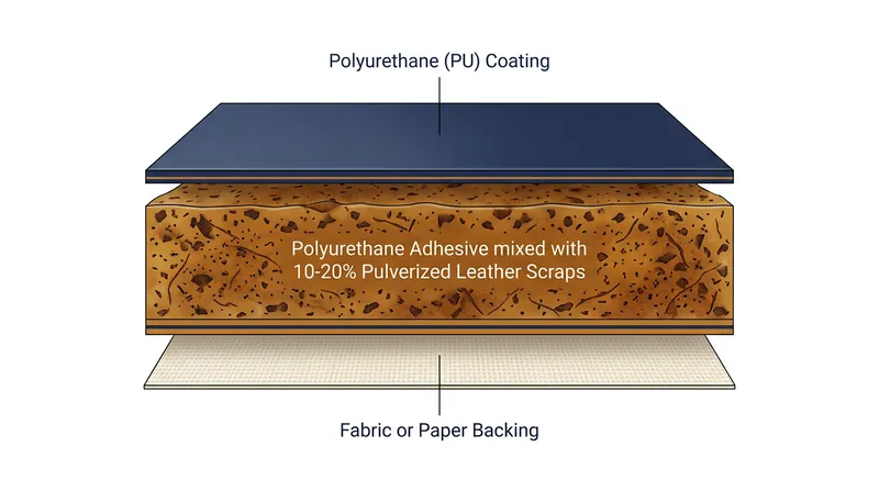 Bonded leather relies heavily on synthetic polyurethane binders, containing only a small fraction of actual leather dust.
