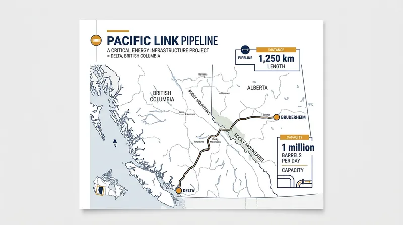 The 1,250-kilometer route largely parallels the existing Trans Mountain corridor.