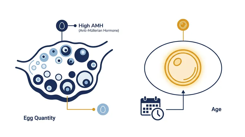 While AMH measures the total inventory of resting follicles, chronological age determines the chromosomal competence of the single egg ovulated each month.