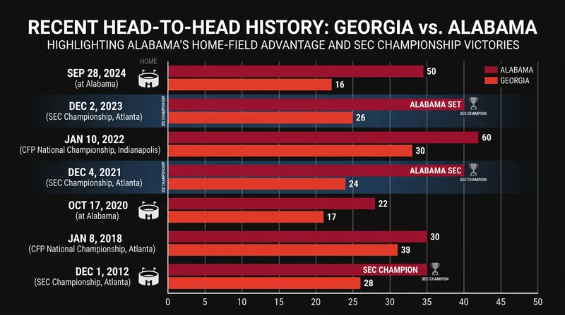 The Crimson Tide have defended their home turf fiercely, with Georgia seeking its first win in Tuscaloosa since 2007.