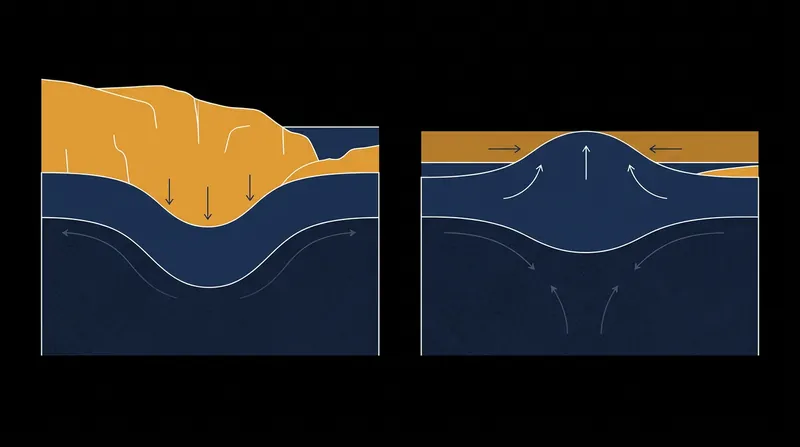 Isostatic rebound compounds the local sea-level drop as the bedrock springs upward after the ice melts.