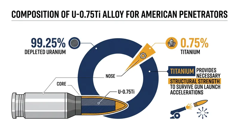 Pure depleted uranium is too soft for ballistic use and must be alloyed with titanium.