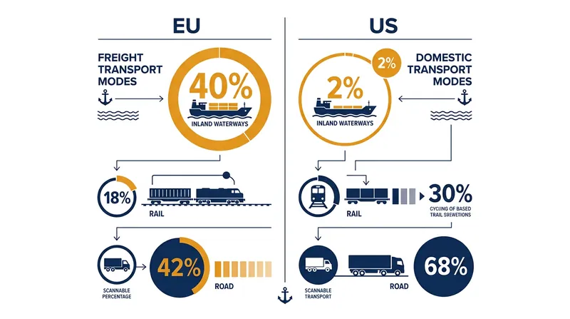 Unlike the European Union, the United States moves only a tiny fraction of its domestic freight by water.