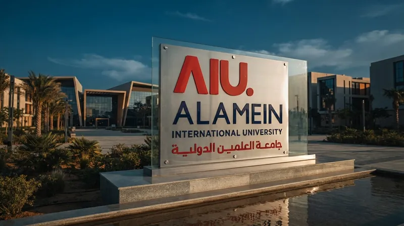 Modern diplomatic conference facilities in New Alamein City under a clear blue sky.