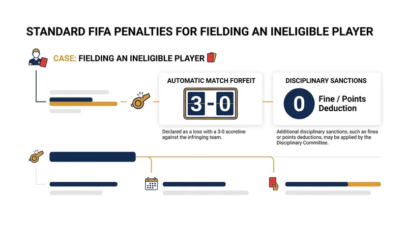 Standard FIFA regulations mandate a 3-0 forfeit for fielding an ineligible player, a penalty bypassed in this instance.