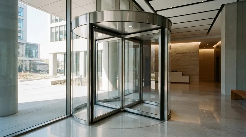 Illustration: The tight rubber sweeps on a revolving door maintain a geometric seal, ensuring the interior and exterior environments never directly connect.