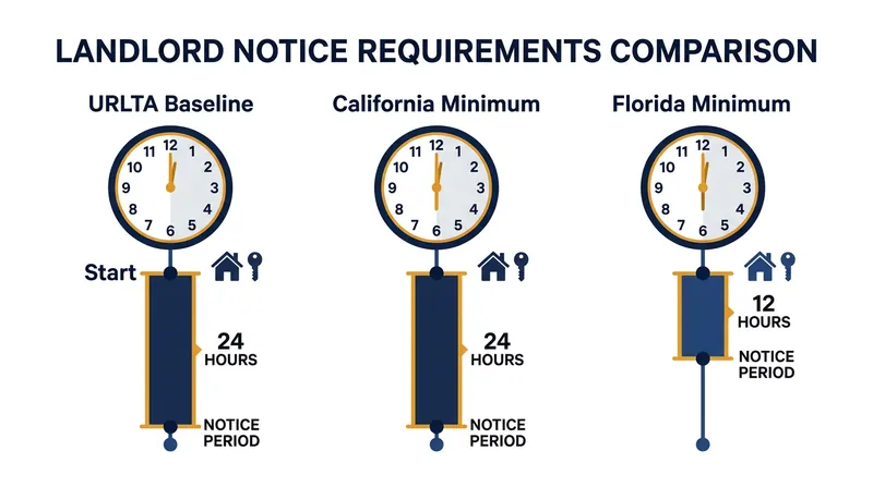 While the uniform federal framework suggests a 24-hour notice period, state laws dictate the actual compliance window.