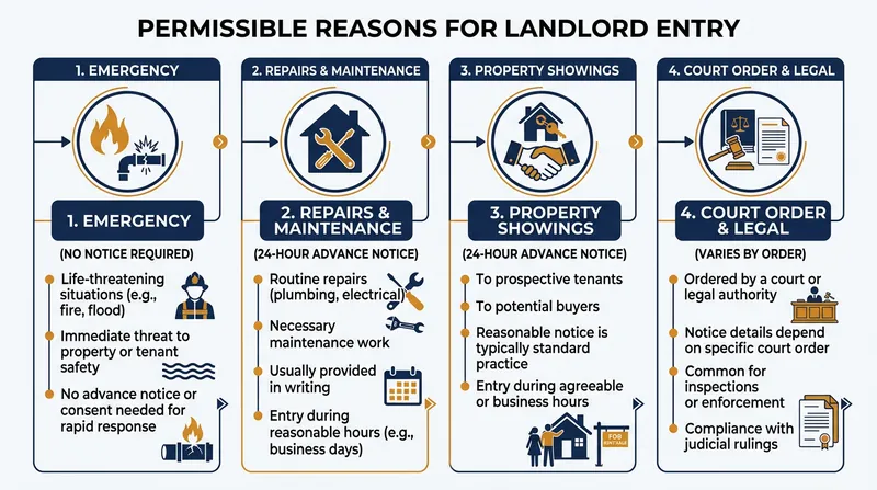 State statutes strictly limit the circumstances under which a landlord may cross the threshold.