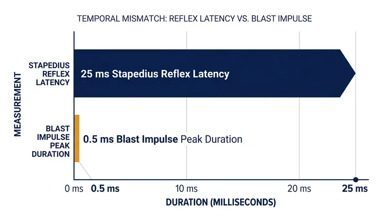 A blast wave completes its peak destructive phase 50 times over before the biological reflex engages.