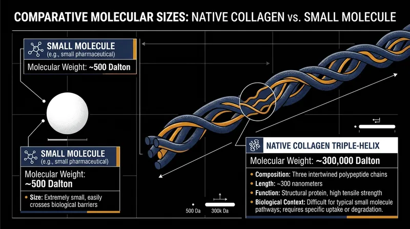 Native collagen is roughly 600 times larger than the maximum size allowed through the skin's lipid channels.