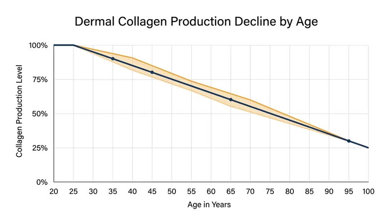 Collagen loss directly impacts the structural tension supporting the pore walls.