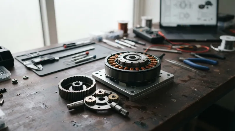 Illustration: To generate sufficient torque without high-ratio gears, QDD motors are built as wide, flat discs to maximize magnetic leverage.