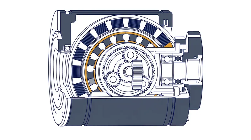 A QDD module nests a low-ratio planetary gearset directly inside a high-torque frameless motor.