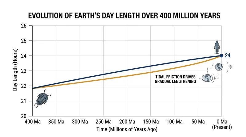 Tidal friction acts as a brake on the planet, extending the length of an Earth day by 1.8 milliseconds per century.