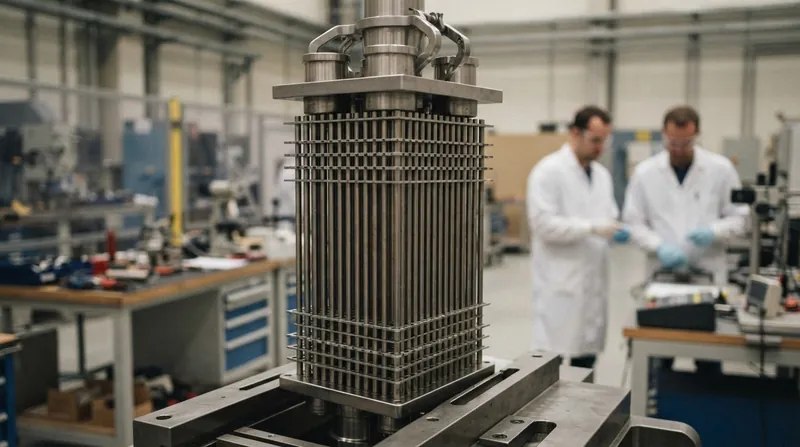 Illustration: Zirconium alloy tubes hold the uranium oxide fuel pellets in a precise geometric lattice.