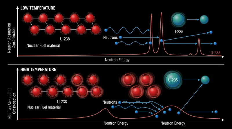 How the Doppler broadening effect allows heated uranium-238 to absorb excess neutrons.