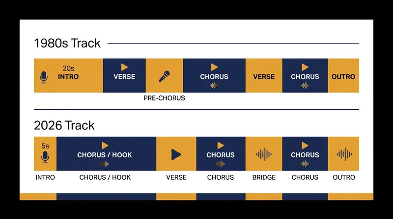 Modern tracks front-load the hook into the first five seconds to prevent early skips.
