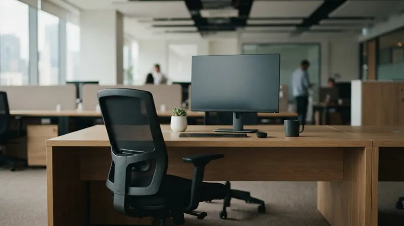 A human resources manager looking at a digital dashboard of attendance analytics on a computer monitor.