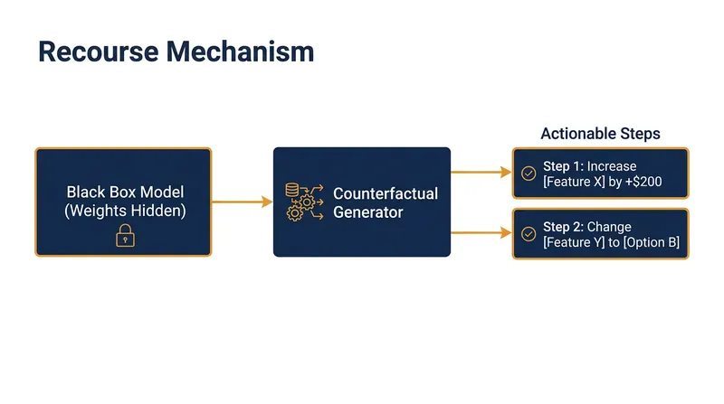 The counterfactual generation process maps decision boundaries without accessing the model's internal weights.