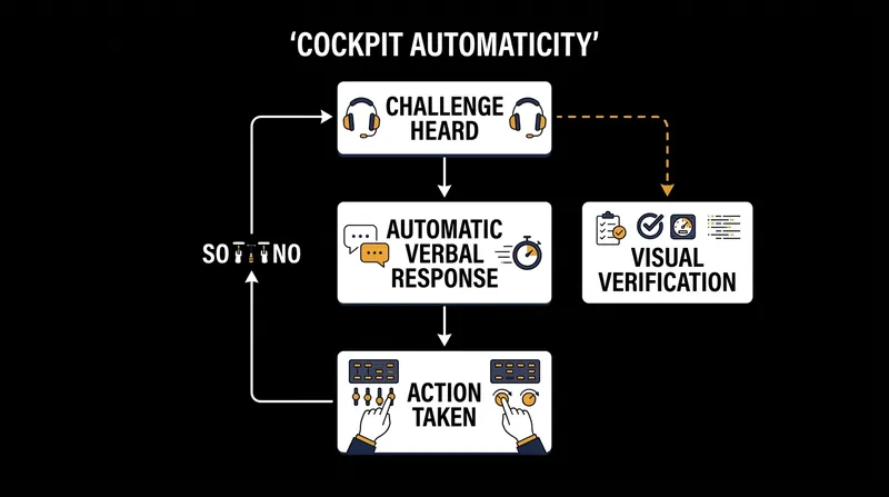 Cockpit automaticity allows a pilot to verbally respond to a checklist without actively verifying the instrument.